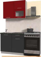 Кухня Интерлиния Мила Пластик 1.8 В (антрацит глянец/красный/кастилло темный) картинка