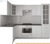 Кухня Артём-Мебель София СН-114 со стеклом МДФ 1.4x2.7 (дуб полярный) картинка