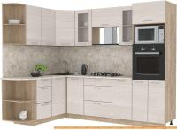 Кухня Интерлиния Мила 1.68x2.6 левая (вудлайн кремовый-малага) картинка
