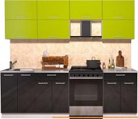 Кухня Интерлиния Мила Gloss 60-24 (яблоко/черный глянец) картинка