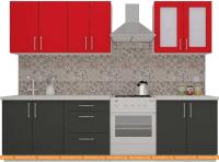 Кухня ВерсоМебель ВерсоЛайн 5-2.2 (красный чили/антрацит) картинка