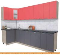 Кухня Интерлиния Мила 12x30 (красный-антрацит-кастилло темный) картинка