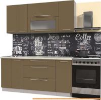 Кухня Интерлиния Мила Пластик 1.0 В (капучино глянец/опал светлый) картинка