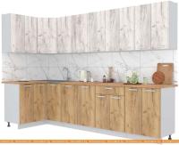 Кухня Интерлиния Мила Лайт 1.2x3.0 (дуб белый-дуб золотой-дуб бунратти) картинка