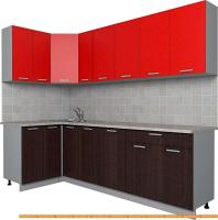 Кухня Интерлиния Мила Лайт 1.2x2.5 (красный/дуб венге) картинка