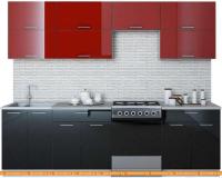 Кухня Интерлиния Мила Gloss 60-26 (бордовый/черный) картинка