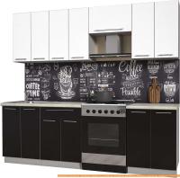Кухня Интерлиния Мила Пластик 2.4 А (черный глянец/белый глянец/опал светлый) картинка
