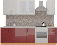 Кухня ВерсоМебель ВерсоЛайн 7-2.0 (белый 001/темно-красный 018) картинка