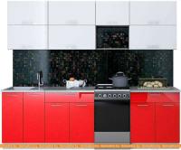 Кухня Интерлиния Мила Gloss 50-25 (белый/красный) картинка