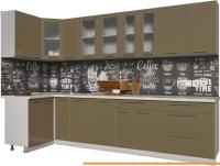 Кухня Интерлиния Мила Пластик 1.2x3.1 (капучино глянец/опал светлый) картинка