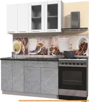 Кухня Интерлиния Мила Пластик 1.4 Б (мрамор/белый глянец/кастилло темный) картинка