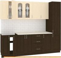 Кухня Кортекс-мебель Корнелия Ретро 2.4м (венге светлый/венге/королевский опал) картинка