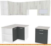 Кухня ВерсоМебель Эко-6 1.2x2.2 левая (дуб крафт белый/антрацит) картинка