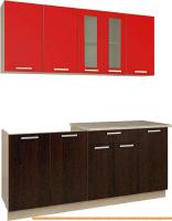 Кухня Интерлиния Мила 18 (красный/дуб венге) картинка