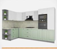 Кухня Интерлиния Мила Деко 1.68x3.2 левая (белый-мята-опал светлый) картинка