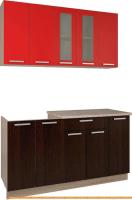 Кухня Интерлиния Мила 15 (красный/дуб венге) картинка