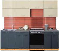 Кухня Интерлиния Мила Gloss 60-24 (ваниль/асфальт) картинка