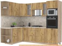 Кухня Интерлиния Мила 1.68x2.6 левая (дуб золотой-малага) картинка
