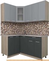 Кухня Интерлиния Мила 12x16 (антрацит/серебро) картинка