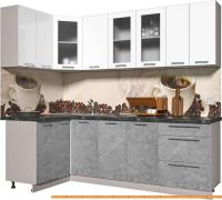 Кухня Интерлиния Мила Пластик 1.2x2.4 (мрамор/белый глянец/кастилло темный) картинка