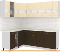 Кухня Кортекс-мебель Корнелия Экстра 1.5x2.2м (венге светлый/венге/мадрид) картинка