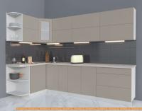 Кухня Интерлиния Мила Матте 1.5x2.9 А левая (луна/луна/травертин серый) картинка