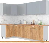 Кухня Интерлиния Мила Лайт 1.2x2.7 (серебристый-дуб золотой-дуб бунратти) картинка