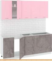 Кухня Кортекс-мебель Корнелия Лира 2.0 без столешницы (розовый/оникс) картинка