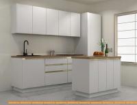 Кухня ЗОВ Абико прямая с островом 2.0+1.0 м (белое дерево) картинка