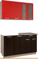 Кухня Интерлиния Мила 14 (красный/дуб венге) картинка