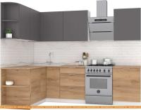 Кухня Интермебель Микс Топ-13 2.1x1.5м левая (графит серый-дуб крафт зол-дуб зол) картинка