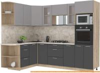 Кухня Интерлиния Мила 1.68x2.6 левая (серебристый-антрацит-малага) картинка