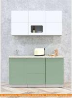 Кухня Интерлиния Мила Матте 1.5 А (белый/мята/опал светлый) картинка