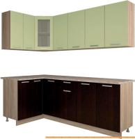 Кухня Интерлиния Мила 12x22 (салатовый/дуб венге) картинка