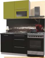 Кухня Интерлиния Мила Пластик 1.9 В (черный глянец/оливк.глянец/кастилло темн.) картинка