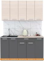 Кухня Интерлиния Мила Лайт 1.5 (вудлайн кремовый-антрацит-бискайская сосна) картинка