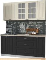 Кухня Интерлиния Мила Деко 1.7Б (пепел/слоновая кость/травертин серый) картинка