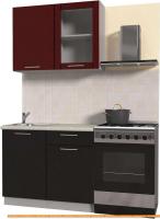 Кухня Интерлиния Мила Пластик 1.0 Б (черный глянец/бордо глянец/опал светлый) картинка