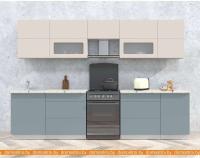 Кухня Интерлиния Мила Матте 3.1 Б (слоновая кость/океан/опал светлый) картинка