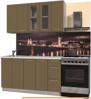 Кухня Интерлиния Мила Пластик 1.5 Б (капучино глянец/опал светлый) картинка