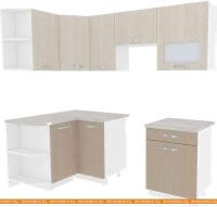 Кухня ВерсоМебель Эко-6 1.2x2.2 левая (крослайн латте/крослайн карамель) картинка