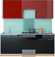 Кухня Интерлиния Мила Gloss 50-20 (бордовый/черный) картинка