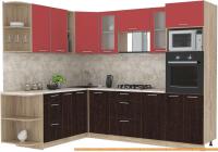 Кухня Интерлиния Мила 1.88x2.6 левая (красный-дуб венге-малага) картинка