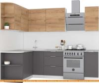 Кухня Интермебель Микс Топ-14 1.9x1.6м лев (дуб крафт зол-графит серый-ателье св.) картинка