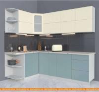 Кухня Интерлиния Мила Матте 1.5x2.3 А левая (слоновая кость/океан/опал светлый) картинка