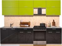 Кухня Интерлиния Мила Gloss 60-28 (яблоко/черный глянец) картинка