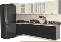 Кухня Интерлиния Мила Деко 1.2x3.0 (пепел/слоновая кость/травертин серый) картинка