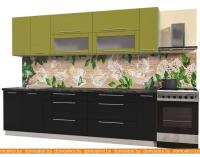 Кухня Интерлиния Мила Пластик 2.7 В (черный гл.-оливковый гл.-кастилло темн) картинка