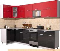 Кухня Интерлиния Мила Gloss 50-12x29 (красный/черный глянец) картинка