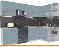 Кухня Интерлиния Мила Матте 1.5x2.7 Б правая (океан-океан-травертин серый) картинка